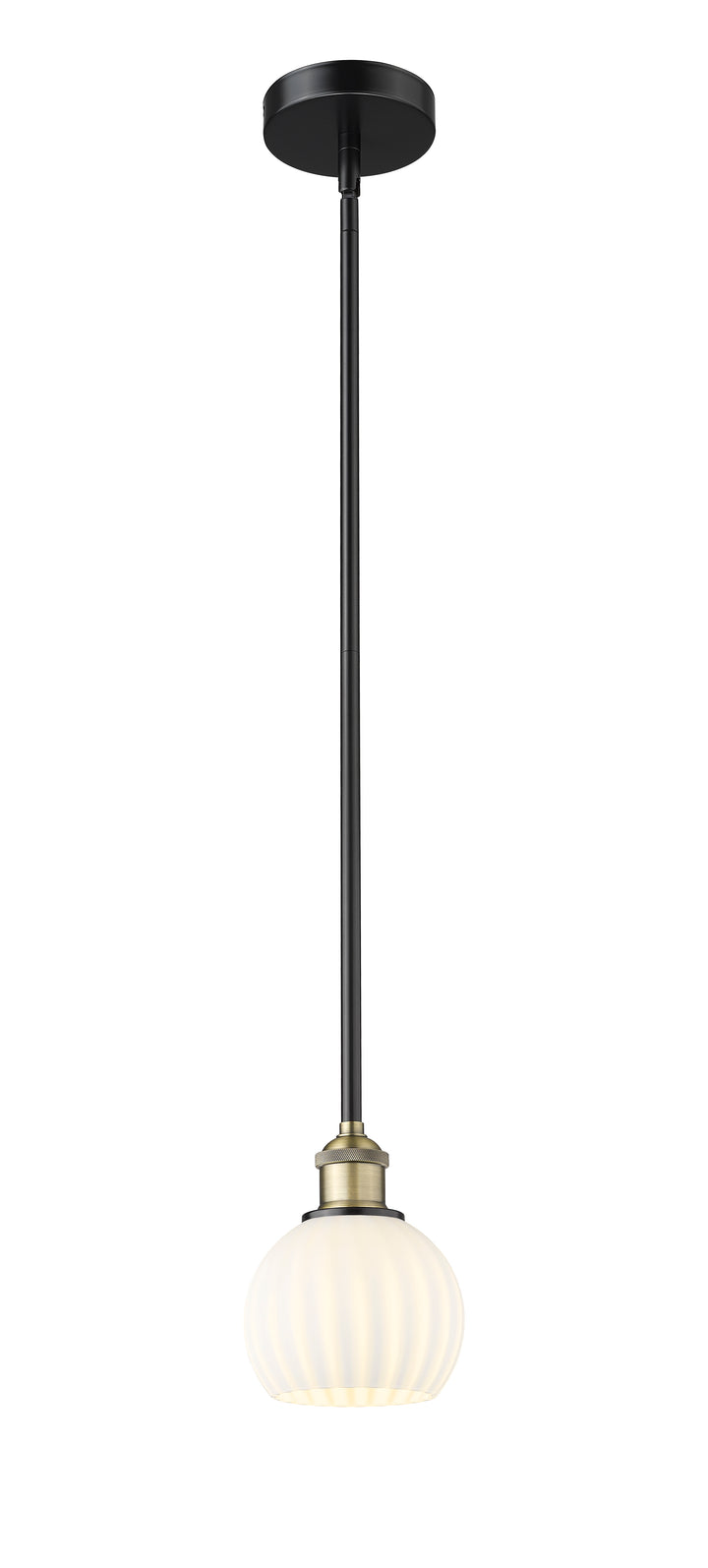 Innovations Lighting White Venetian 6" Mini Pendant - Black Antique Brass