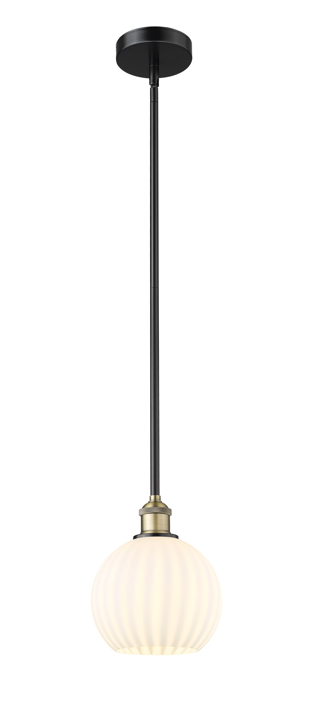 Innovations Lighting White Venetian 8" Mini Pendant - Black Antique Brass