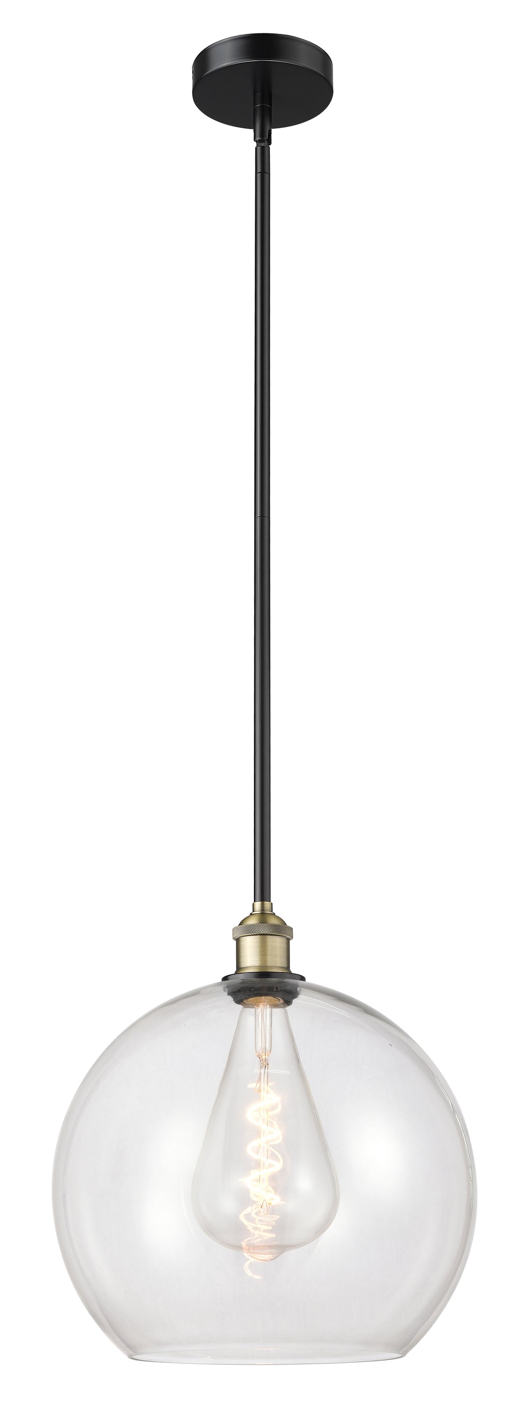 Innovations Lighting Athens 14" Pendant - Black Antique Brass Pendants Innovations Lighting Clear ; Glass Type: Transparent  