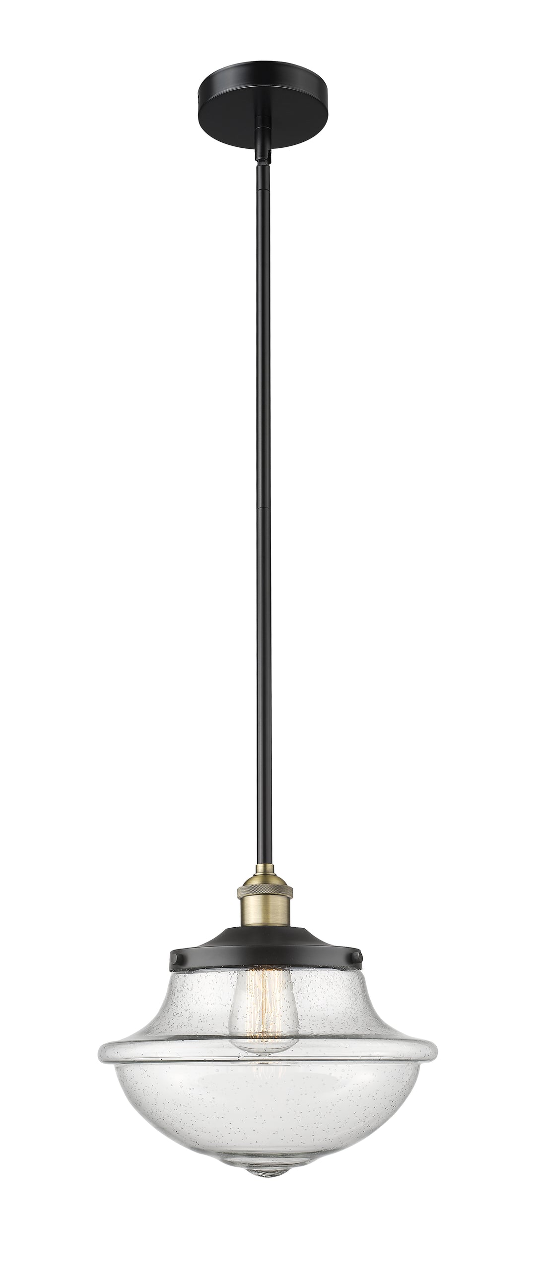 Innovations Lighting Oxford 12" Mini Pendant - Black Antique Brass Mini-Pendants Innovations Lighting Seedy ; Glass Type: Seeded  