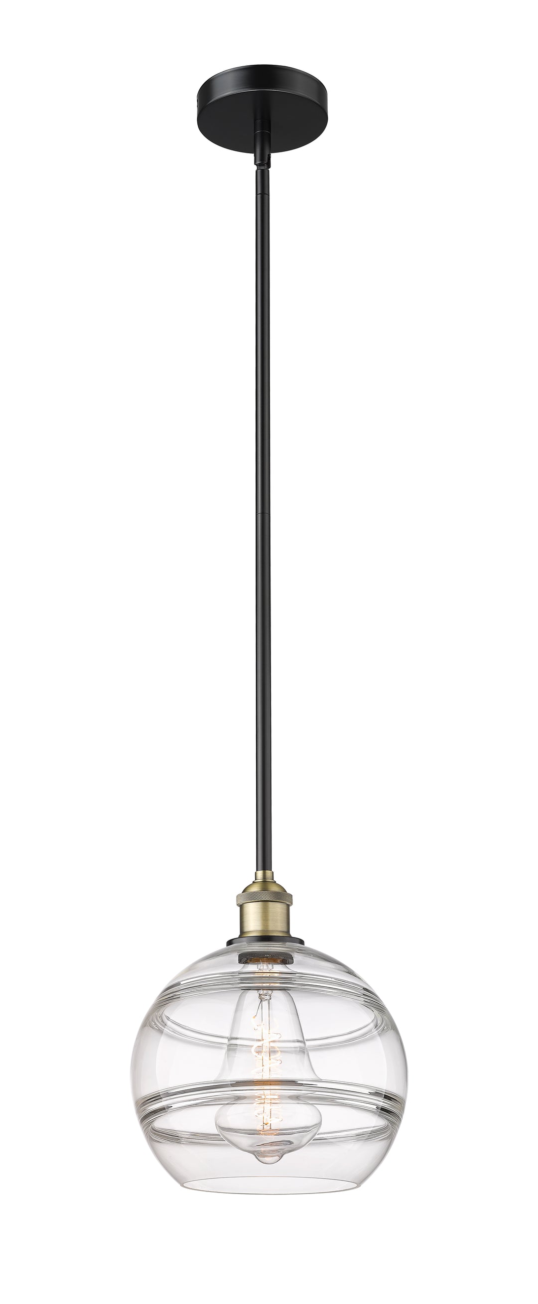 Innovations Lighting Rochester 10" Mini Pendant - Black Antique Brass Mini-Pendants Innovations Lighting Clear ; Glass Type: Clear  