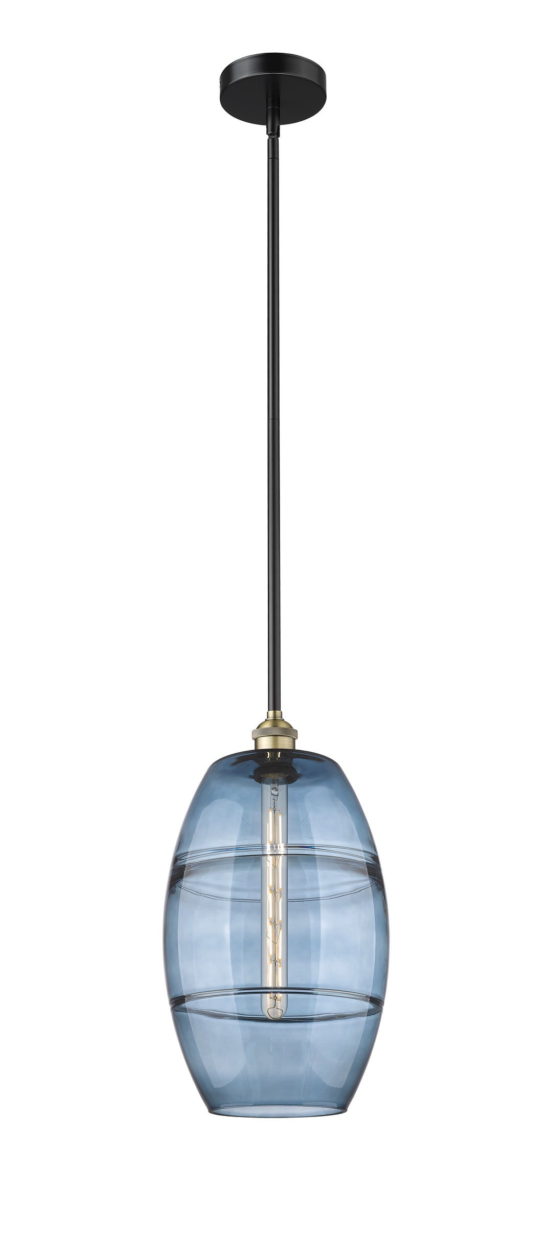 Innovations Lighting Vaz 10" Mini Pendant - Black Antique Brass Mini-Pendants Innovations Lighting Blue  ; Glass Type: Blue  