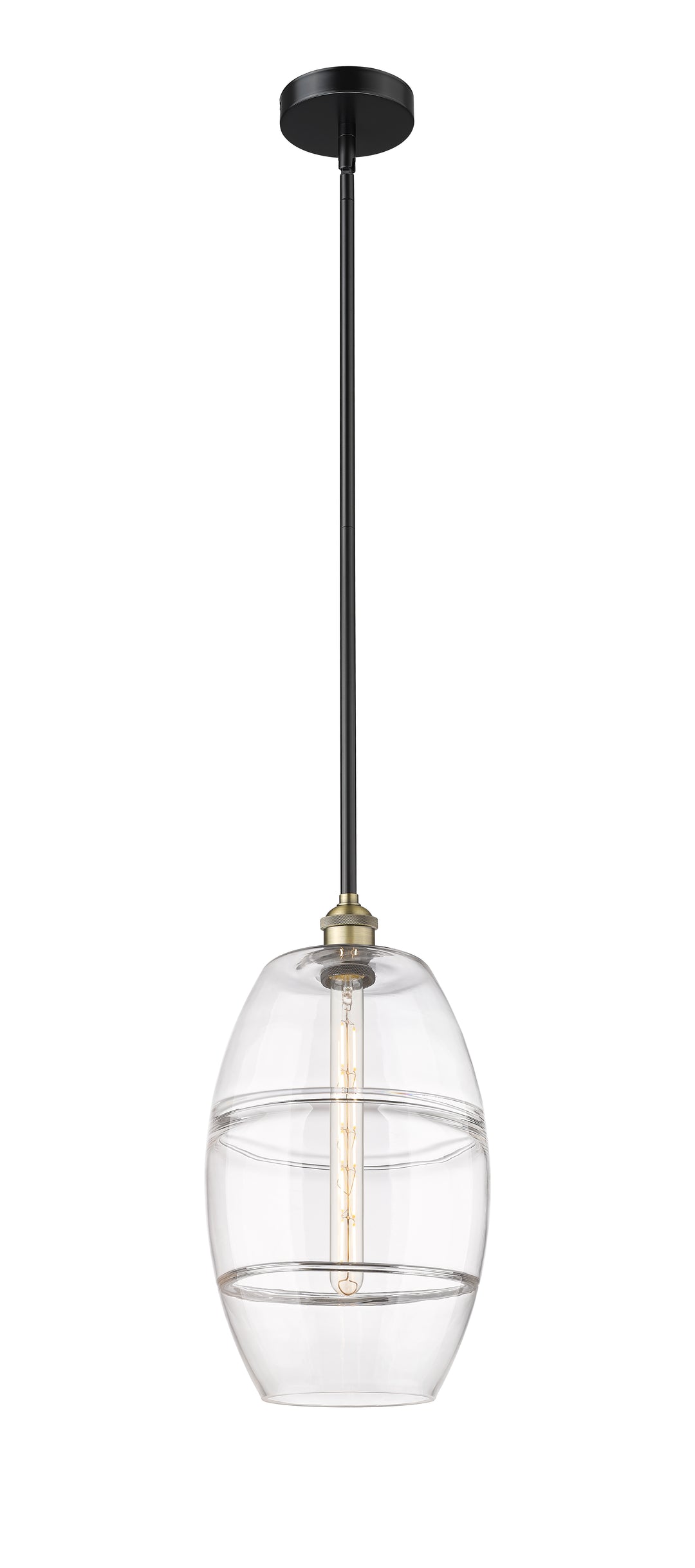 Innovations Lighting Vaz 10" Mini Pendant - Black Antique Brass Mini-Pendants Innovations Lighting Clear ; Glass Type: Clear  