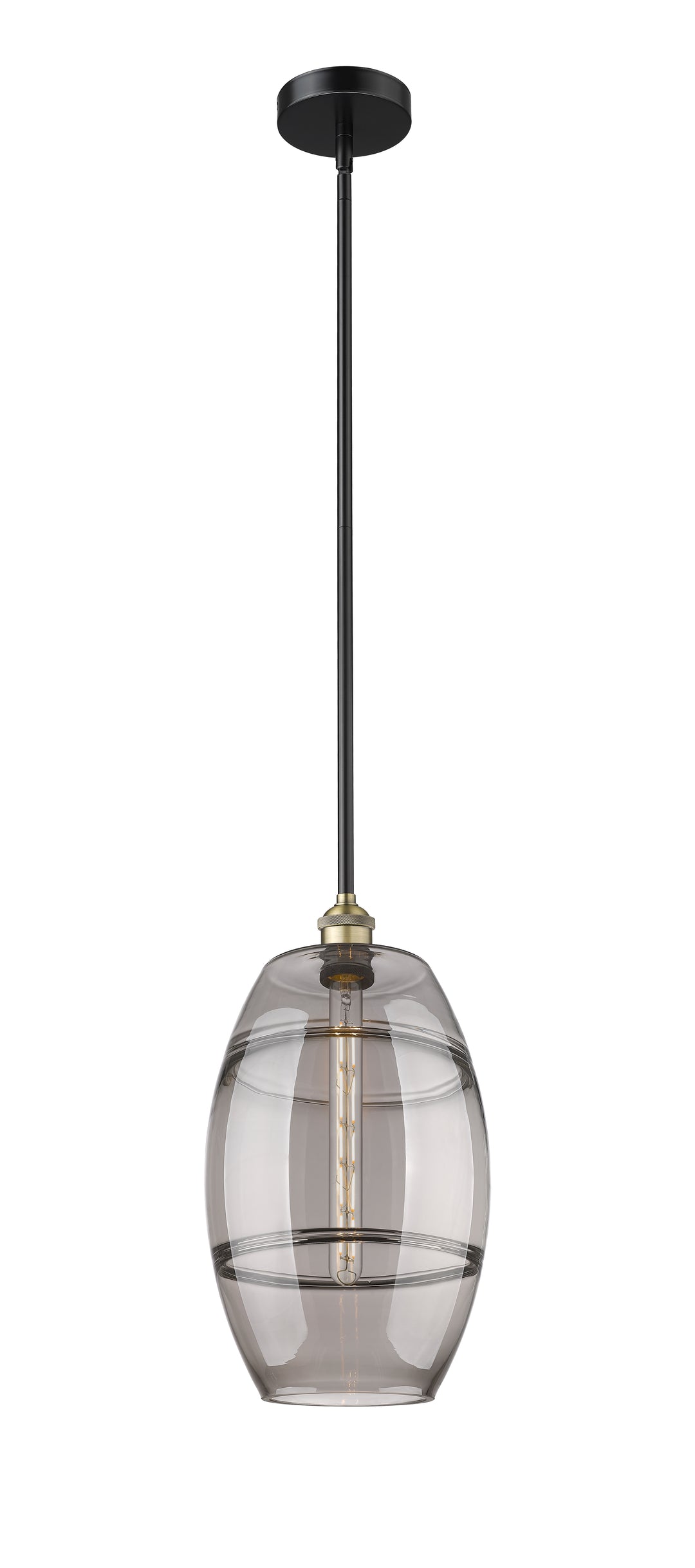 Innovations Lighting Vaz 10" Mini Pendant - Black Antique Brass Mini-Pendants Innovations Lighting Light Smoke ; Glass Type: Smoked  