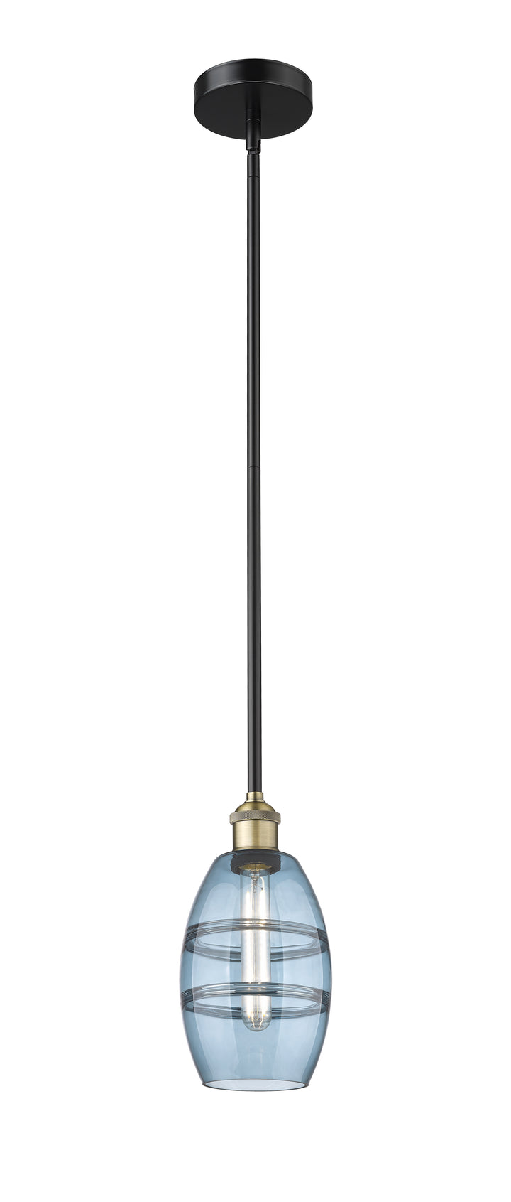 Innovations Lighting Vaz 6" Mini Pendant - Black Antique Brass Mini-Pendants Innovations Lighting Blue  ; Glass Type: Blue  