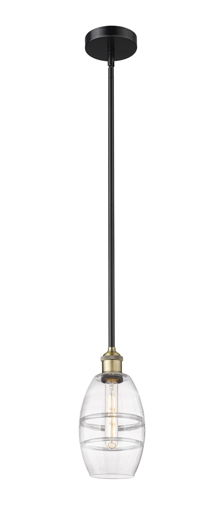 Innovations Lighting Vaz 6" Mini Pendant - Black Antique Brass Mini-Pendants Innovations Lighting Clear ; Glass Type: Clear  