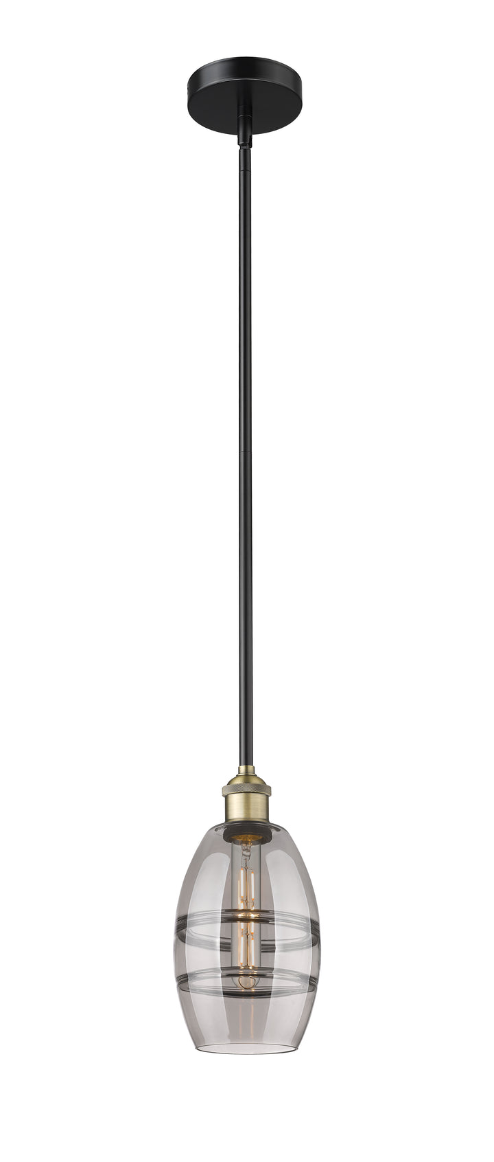 Innovations Lighting Vaz 6" Mini Pendant - Black Antique Brass Mini-Pendants Innovations Lighting Light Smoke ; Glass Type: Smoked  