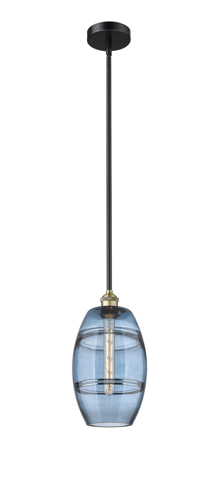 Innovations Lighting Vaz 8" Mini Pendant - Black Antique Brass Mini-Pendants Innovations Lighting Blue  ; Glass Type: Blue  