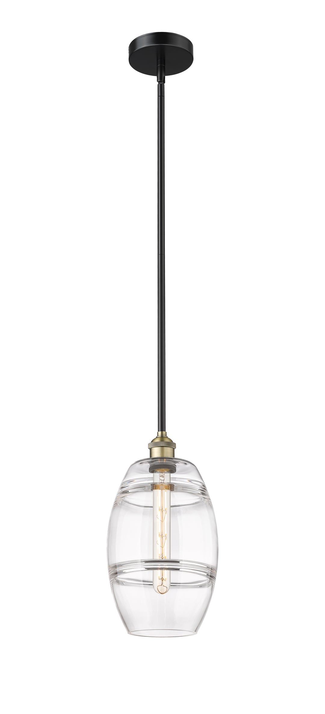 Innovations Lighting Vaz 8" Mini Pendant - Black Antique Brass Mini-Pendants Innovations Lighting Clear ; Glass Type: Clear  