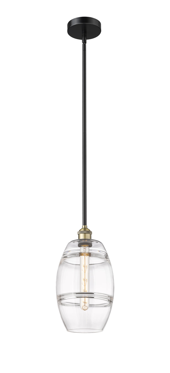 Innovations Lighting Vaz 8" Mini Pendant - Black Antique Brass Mini-Pendants Innovations Lighting Clear ; Glass Type: Clear  