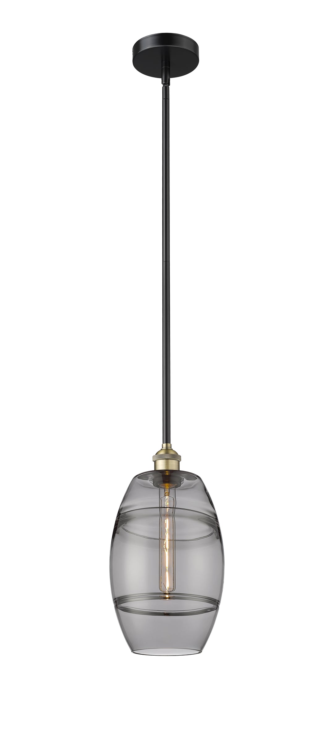 Innovations Lighting Vaz 8" Mini Pendant - Black Antique Brass Mini-Pendants Innovations Lighting Light Smoke ; Glass Type: Smoked  