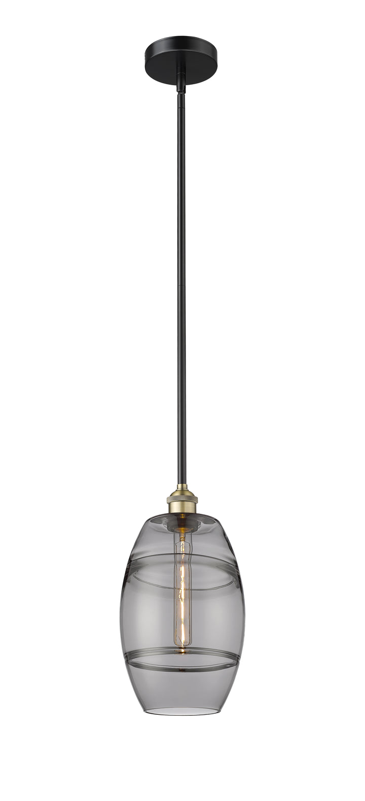 Innovations Lighting Vaz 8" Mini Pendant - Black Antique Brass Mini-Pendants Innovations Lighting Light Smoke ; Glass Type: Smoked  