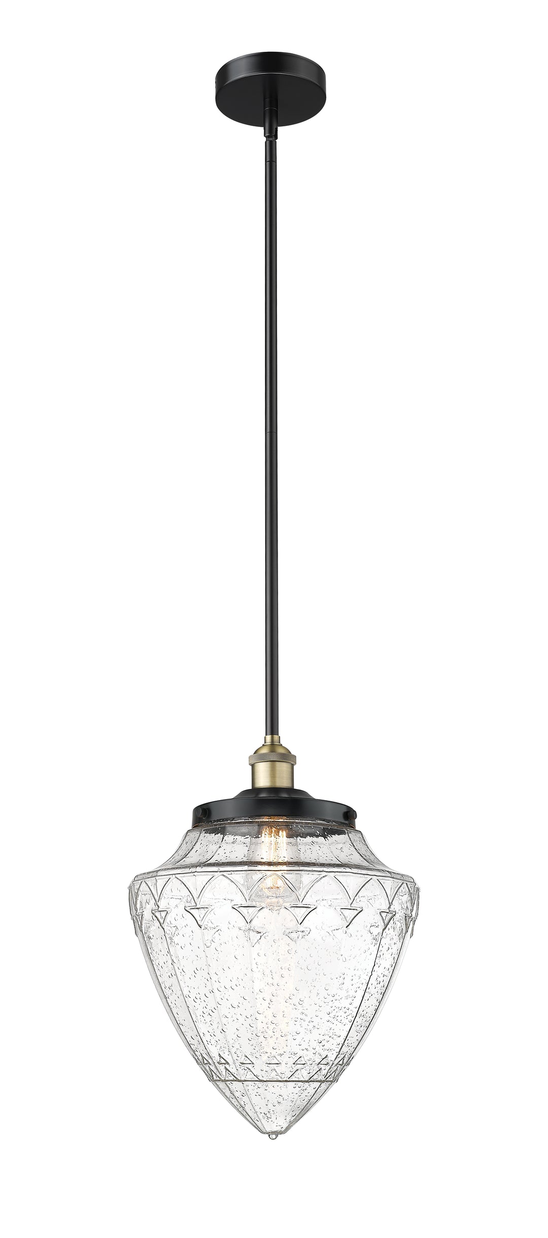 Innovations Lighting Bridgeton 15.75" Mini Pendant - Black Antique Brass Mini-Pendants Innovations Lighting Seedy ; Glass Type: Seeded  