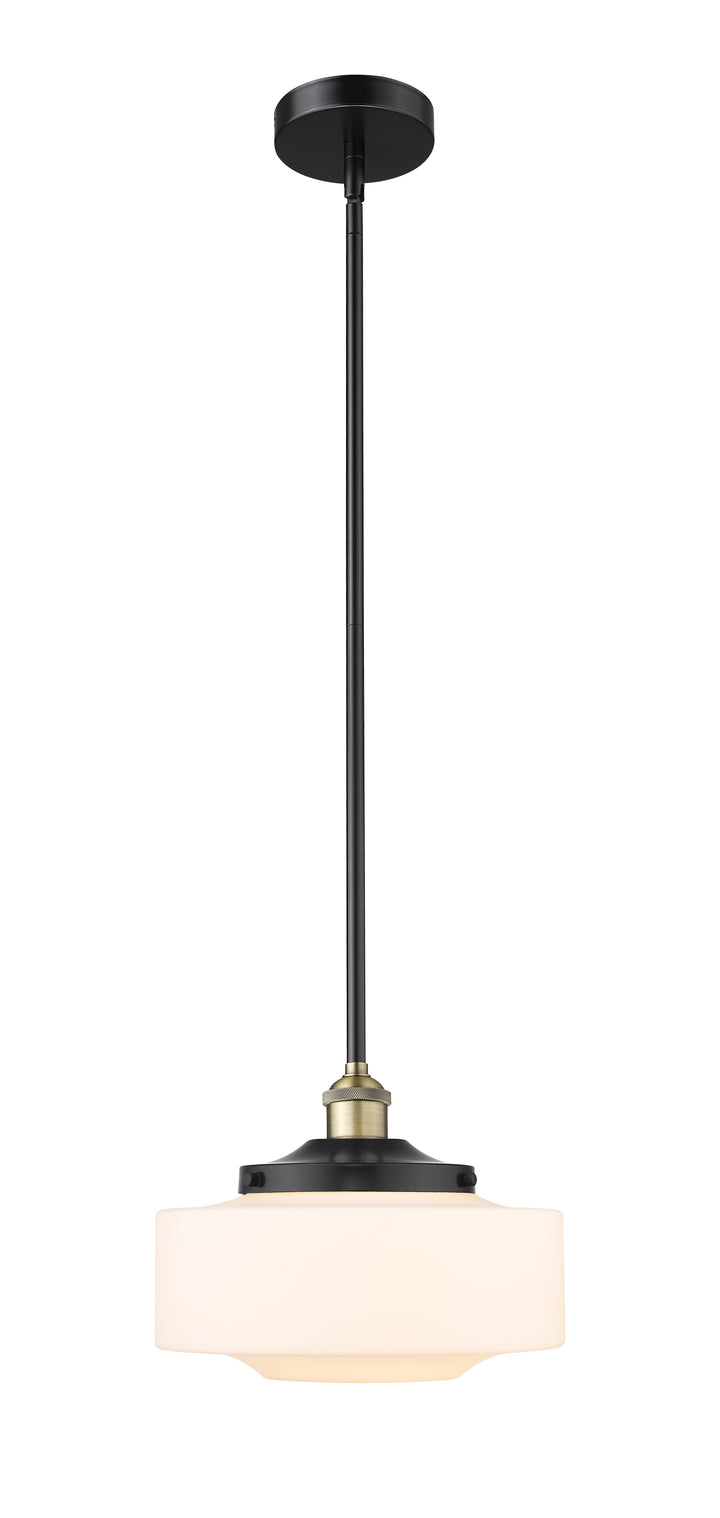 Innovations Lighting Bridgeton 12" Mini Pendant - Black Antique Brass Mini-Pendants Innovations Lighting Matte White ; Glass Type: Frosted  