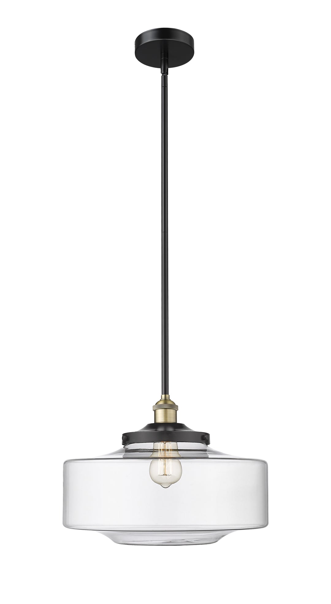 Innovations Lighting Bridgeton 16" Mini Pendant - Black Antique Brass Mini-Pendants Innovations Lighting Clear ; Glass Type: Transparent  