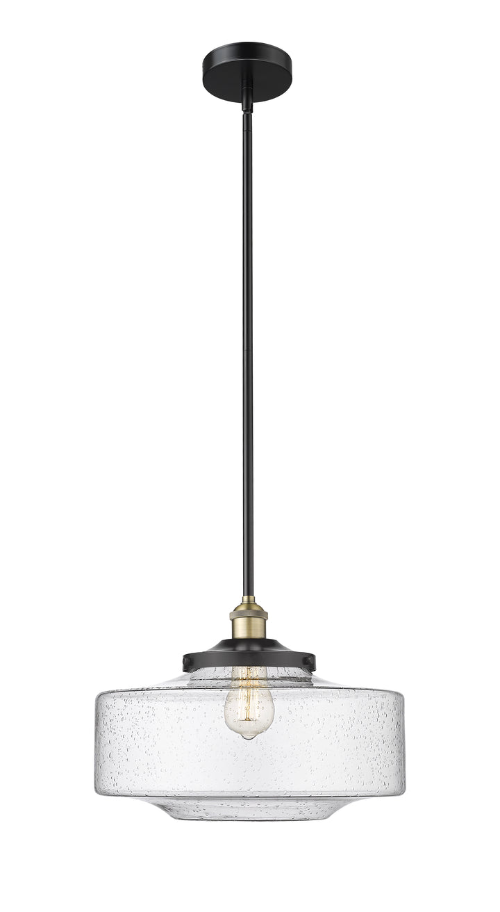 Innovations Lighting Bridgeton 16" Mini Pendant - Black Antique Brass Mini-Pendants Innovations Lighting Seedy ; Glass Type: Seeded  