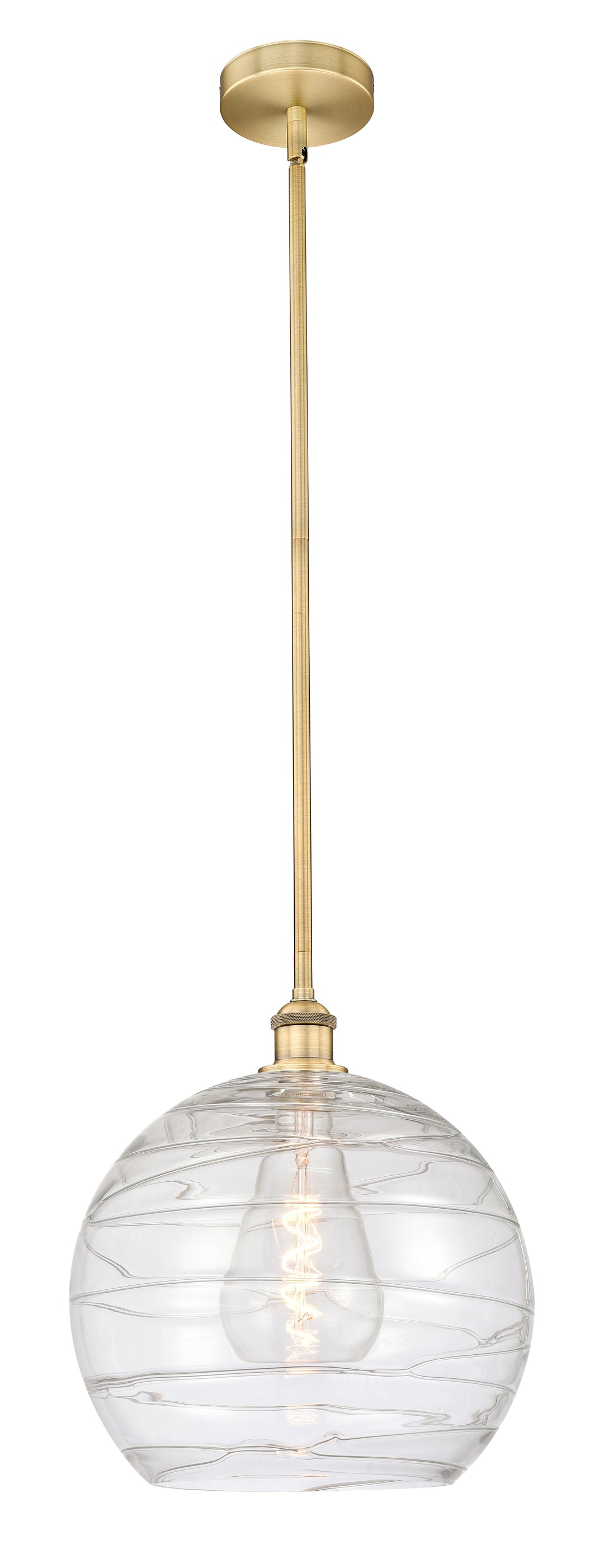 Innovations Lighting Athens Deco Swirl 14" Pendant - Brushed Brass Pendants Innovations Lighting Clear Deco Swirl ; Glass Type: Clear  