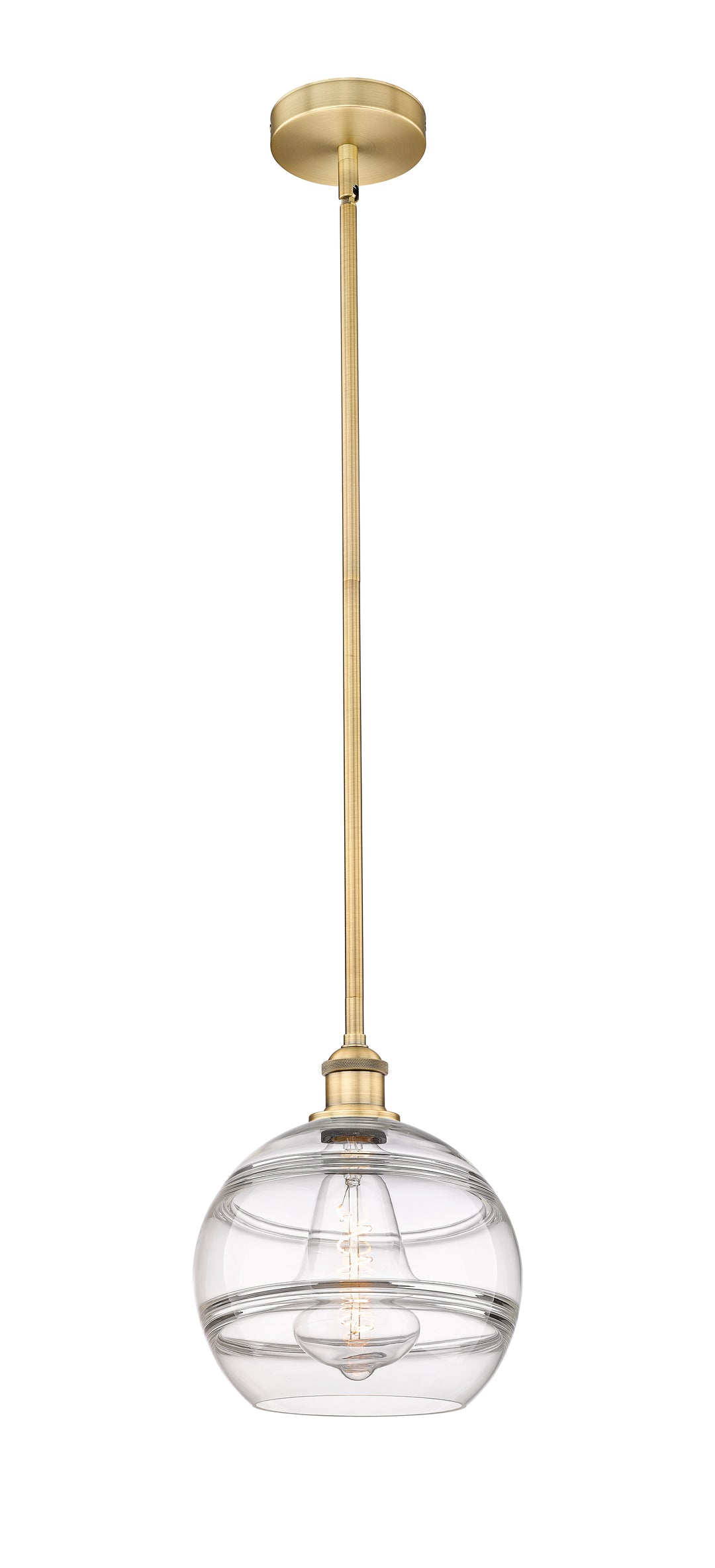 Innovations Lighting Rochester 10" Mini Pendant - Brushed Brass Mini-Pendants Innovations Lighting Clear ; Glass Type: Clear  