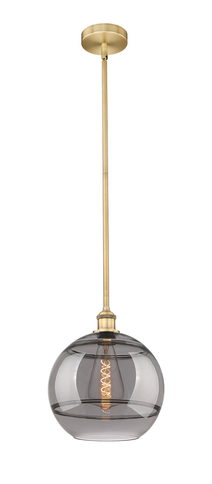 Innovations Lighting Rochester 12" Mini Pendant - Brushed Brass Mini-Pendants Innovations Lighting Light Smoke ; Glass Type: Smoked  