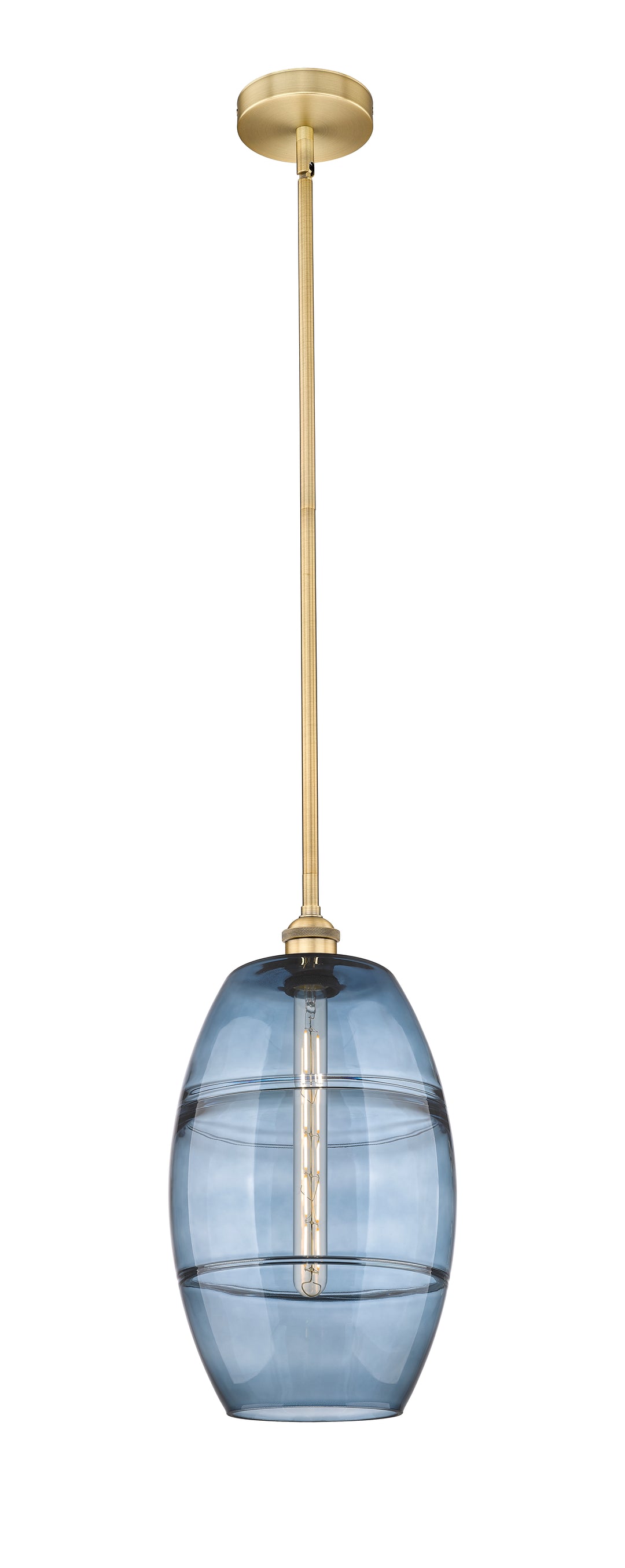 Innovations Lighting Vaz 10" Mini Pendant - Brushed Brass Mini-Pendants Innovations Lighting Blue  ; Glass Type: Blue  