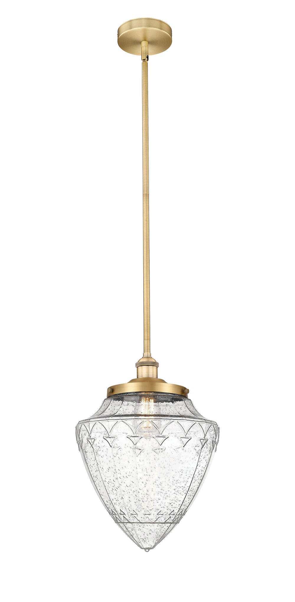 Innovations Lighting Bridgeton 15.75" Mini Pendant - Brushed Brass Mini-Pendants Innovations Lighting Seedy ; Glass Type: Seeded  