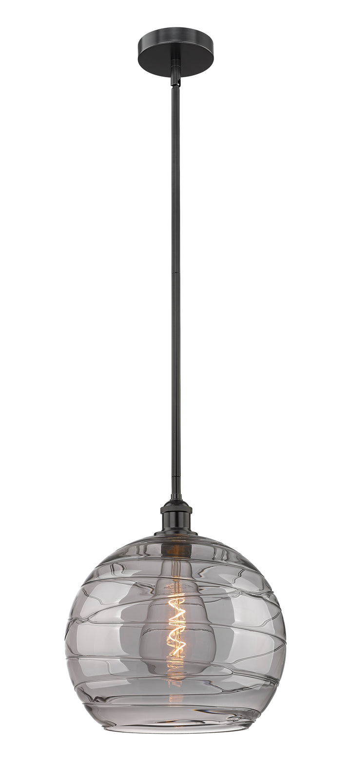 Innovations Lighting Athens Deco Swirl 14" Pendant - Matte Black Pendants Innovations Lighting Light Smoke Deco Swirl ; Glass Type: Smoked  