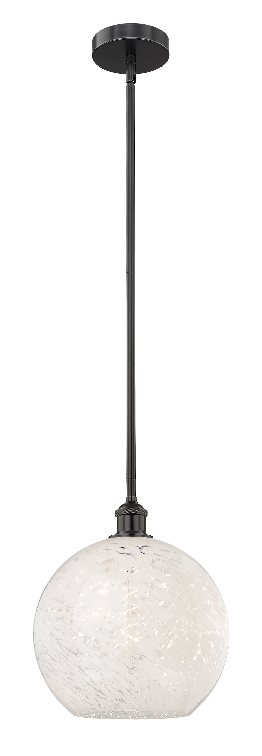 Innovations Lighting White Mouchette 12" Mini Pendant - Matte Black Mini-Pendants Innovations Lighting White Mouchette ; Glass Type: White  