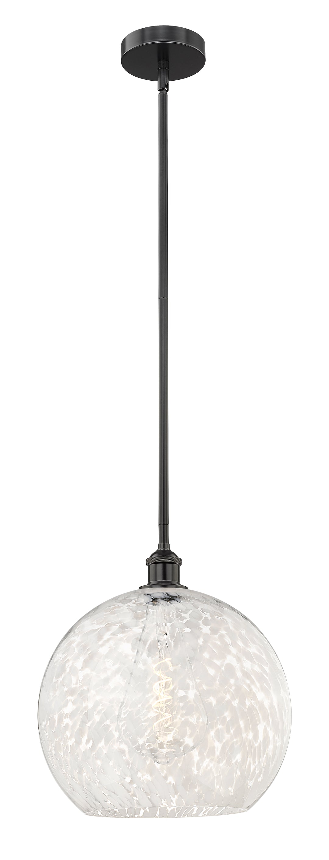 Innovations Lighting White Mouchette 14" Pendant - Matte Black Pendants Innovations Lighting White Mouchette ; Glass Type: White  