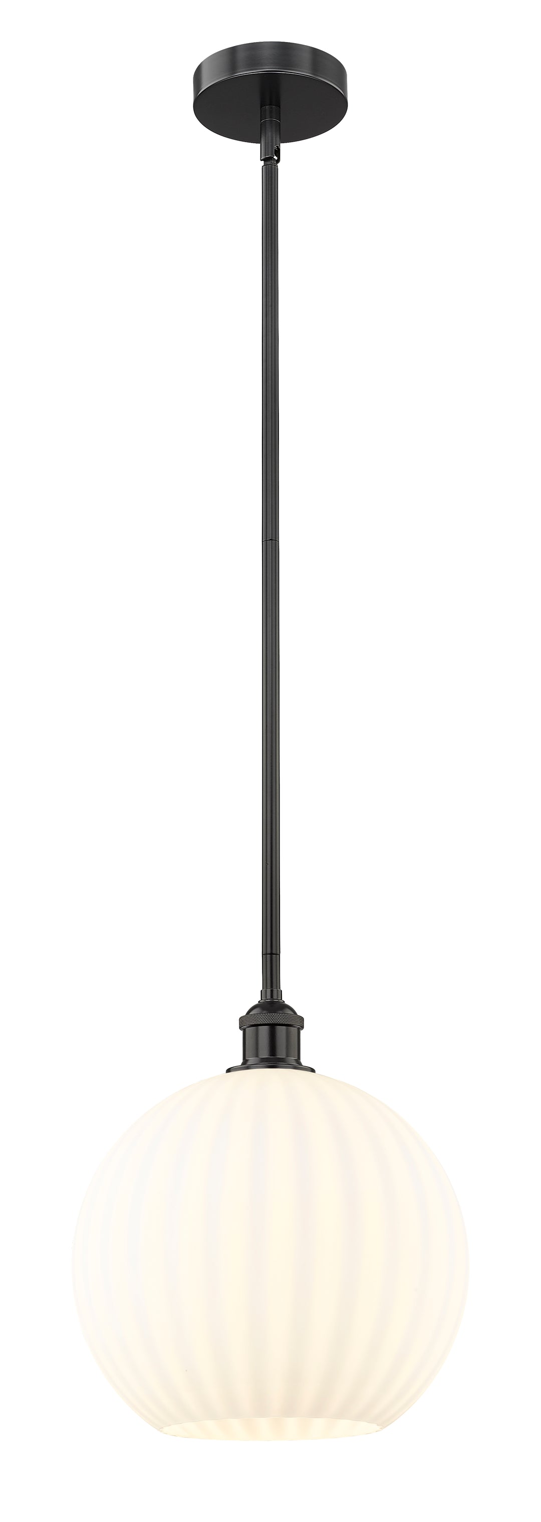 Innovations Lighting White Venetian 12" Mini Pendant - Matte Black Mini-Pendants Innovations Lighting White Venetian ; Glass Type: White  