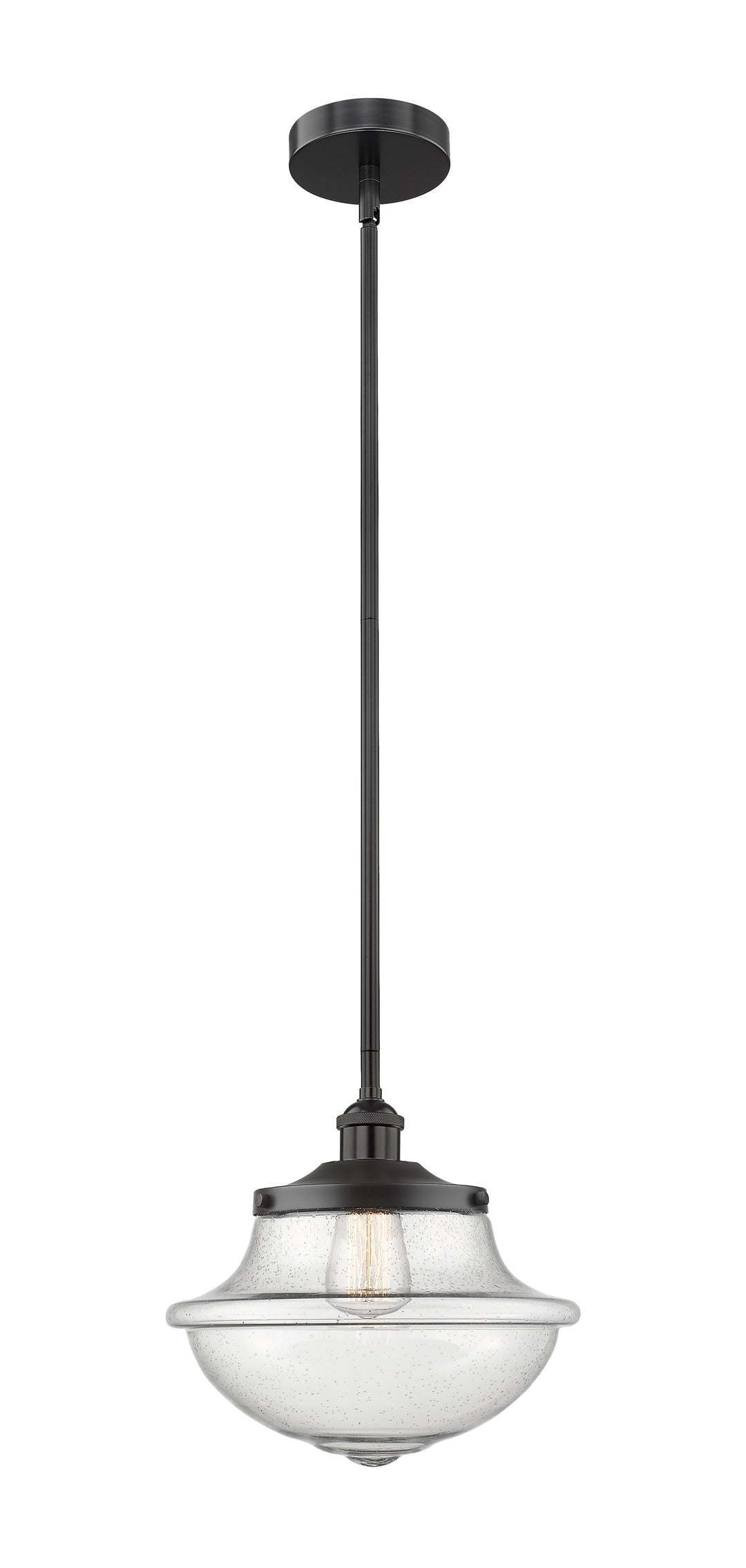 Innovations Lighting Oxford 12" Mini Pendant - Matte Black Mini-Pendants Innovations Lighting Seedy ; Glass Type: Seeded  