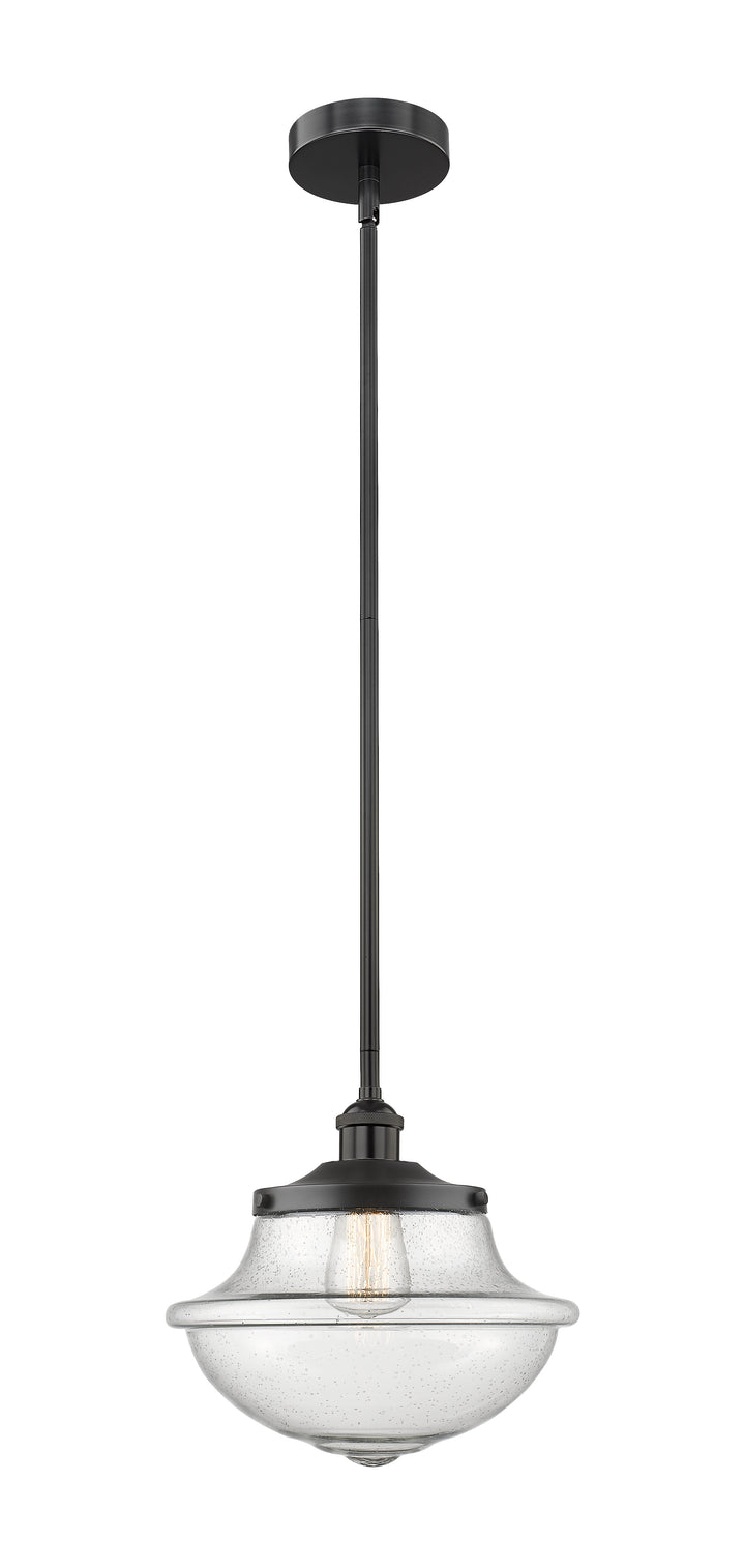 Innovations Lighting Oxford 12" Mini Pendant - Matte Black Mini-Pendants Innovations Lighting Seedy ; Glass Type: Seeded  