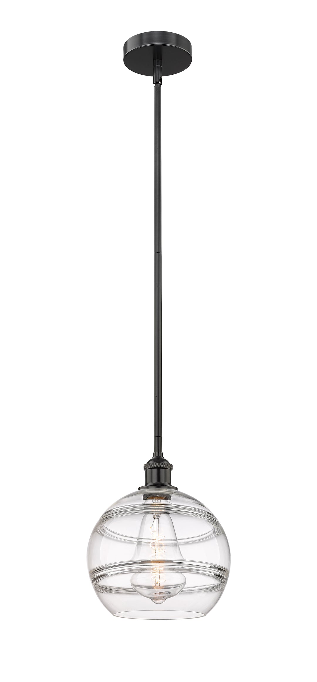 Innovations Lighting Rochester 10" Mini Pendant - Matte Black Mini-Pendants Innovations Lighting Clear ; Glass Type: Clear  