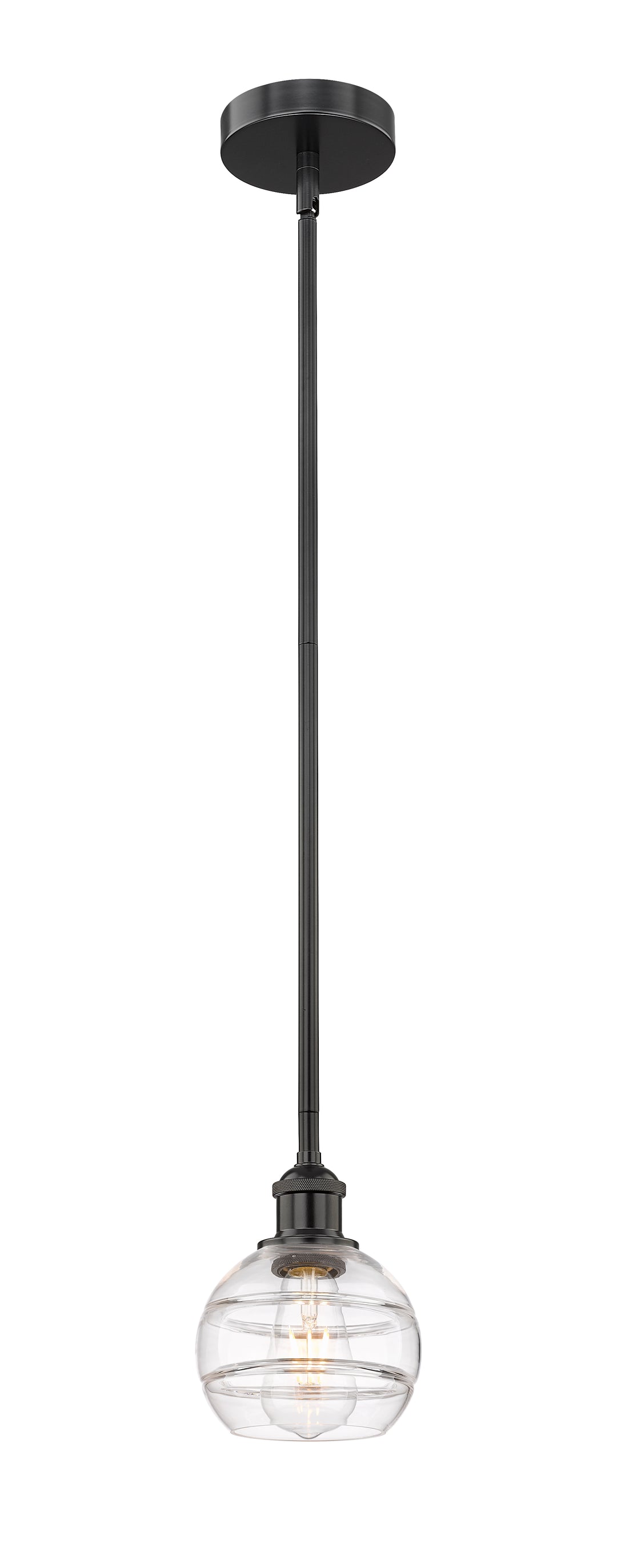 Innovations Lighting Rochester 6" Mini Pendant - Matte Black Mini-Pendants Innovations Lighting Clear ; Glass Type: Clear  