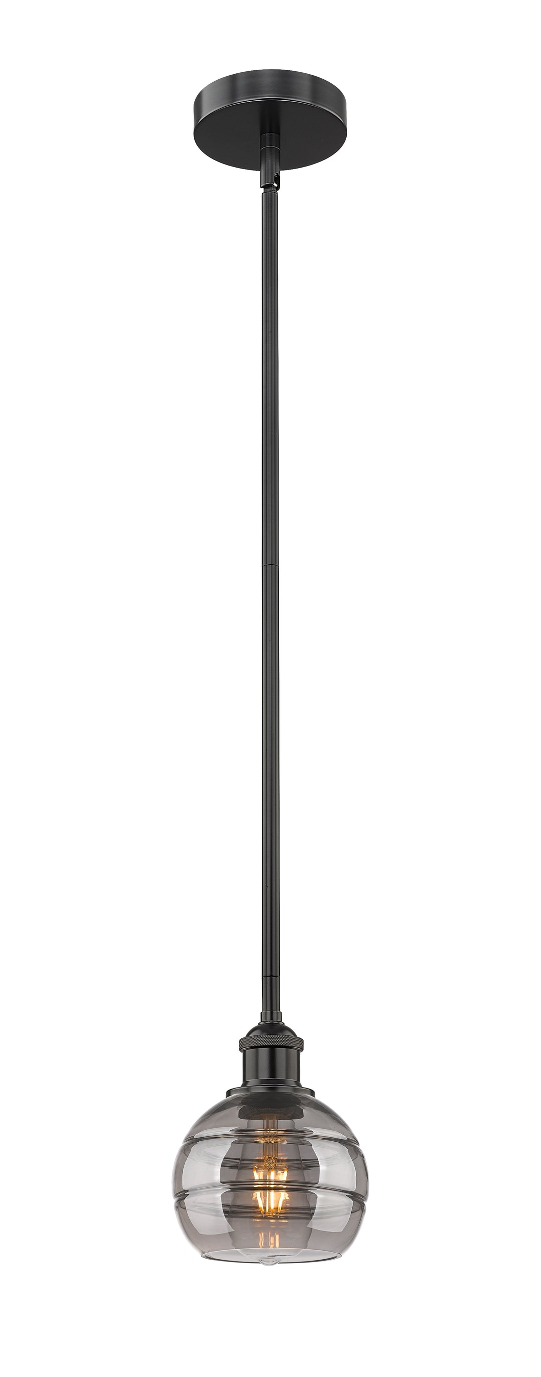 Innovations Lighting Rochester 6" Mini Pendant - Matte Black Mini-Pendants Innovations Lighting Light Smoke ; Glass Type: Smoked  