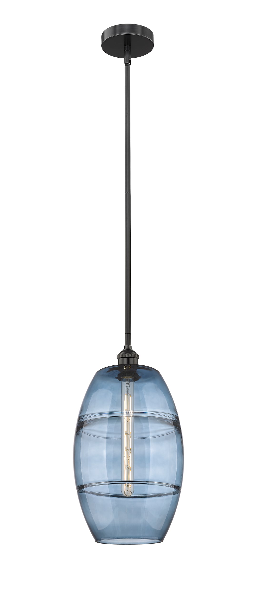 Innovations Lighting Vaz 10" Mini Pendant - Matte Black Mini-Pendants Innovations Lighting Blue  ; Glass Type: Blue  