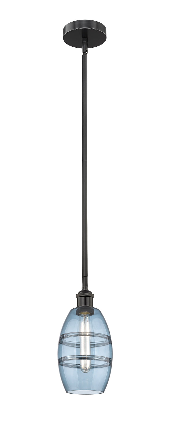 Innovations Lighting Vaz 6" Mini Pendant - Matte Black Mini-Pendants Innovations Lighting Blue  ; Glass Type: Blue  