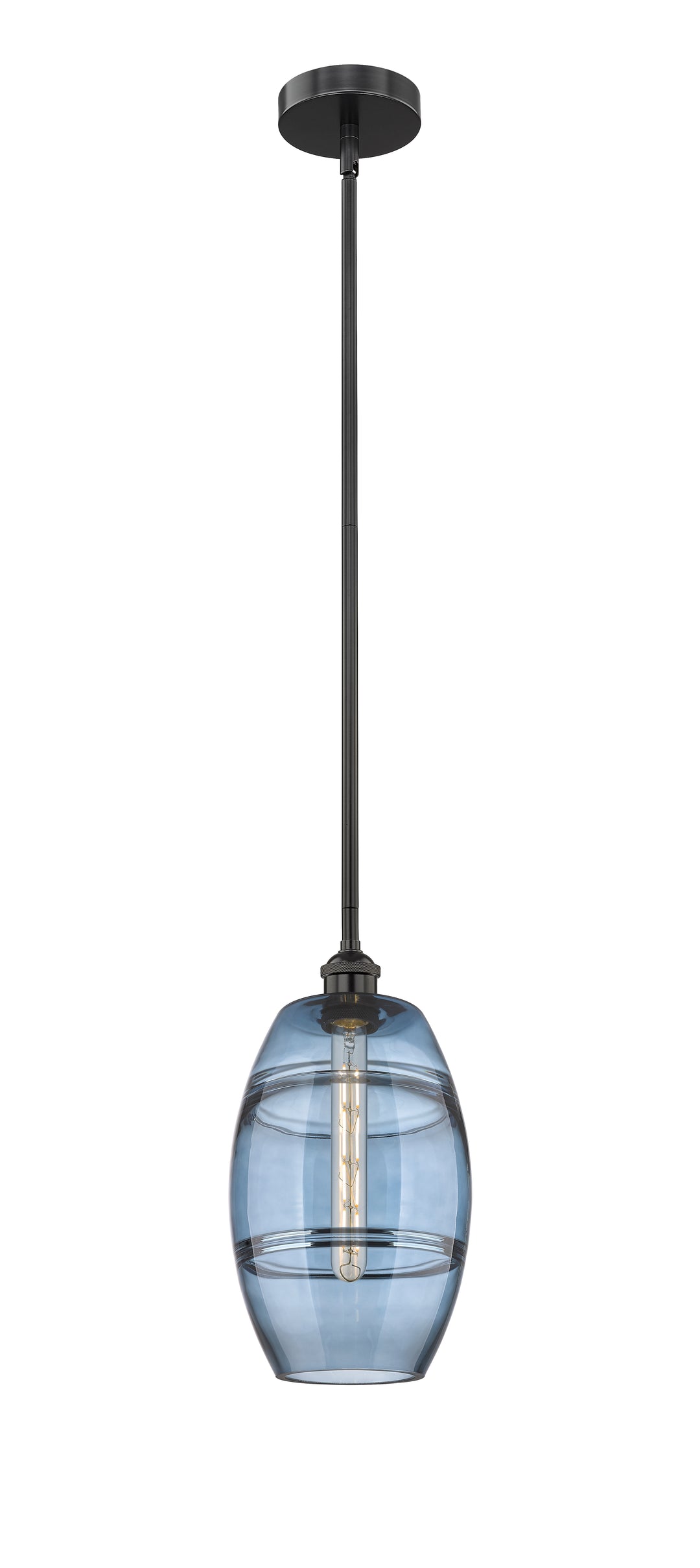 Innovations Lighting Vaz 8" Mini Pendant - Matte Black Mini-Pendants Innovations Lighting Blue  ; Glass Type: Blue  