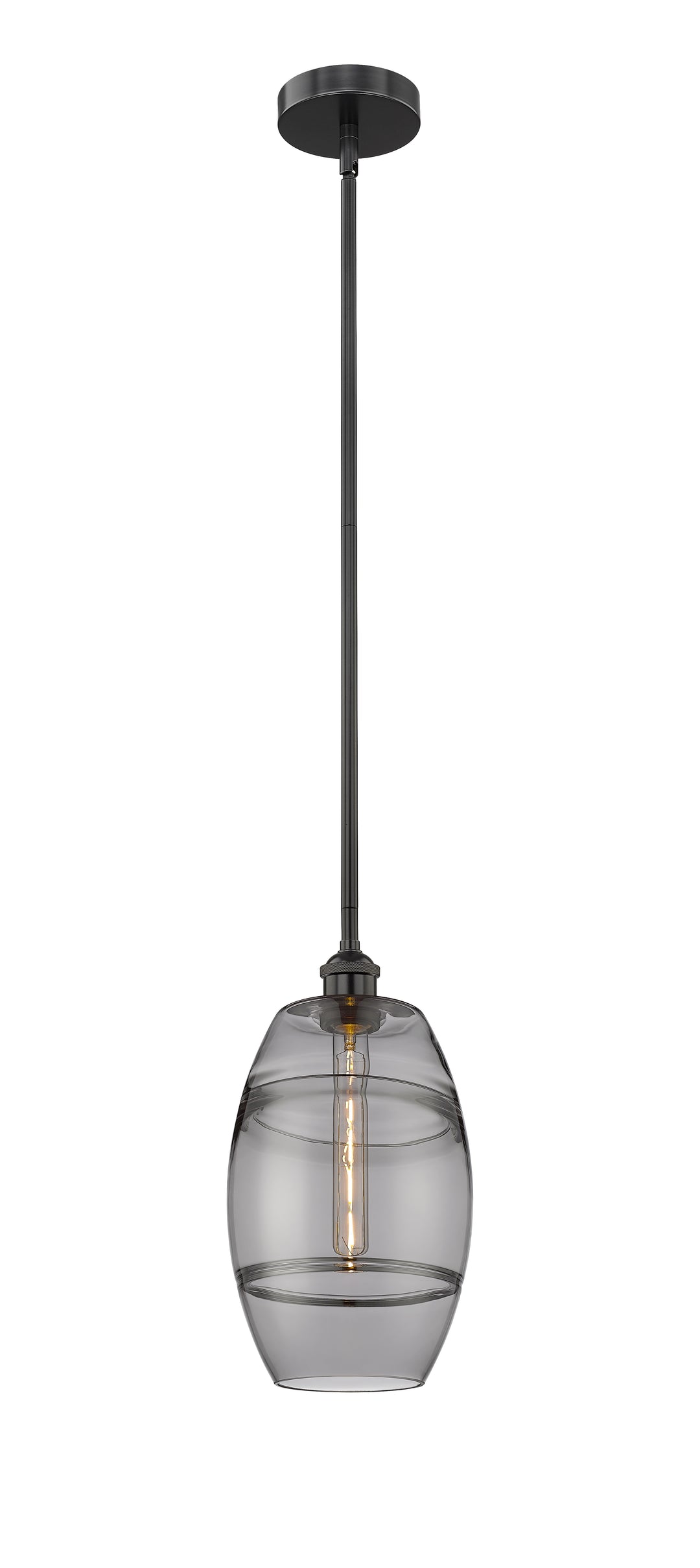 Innovations Lighting Vaz 8" Mini Pendant - Matte Black Mini-Pendants Innovations Lighting Light Smoke ; Glass Type: Smoked  