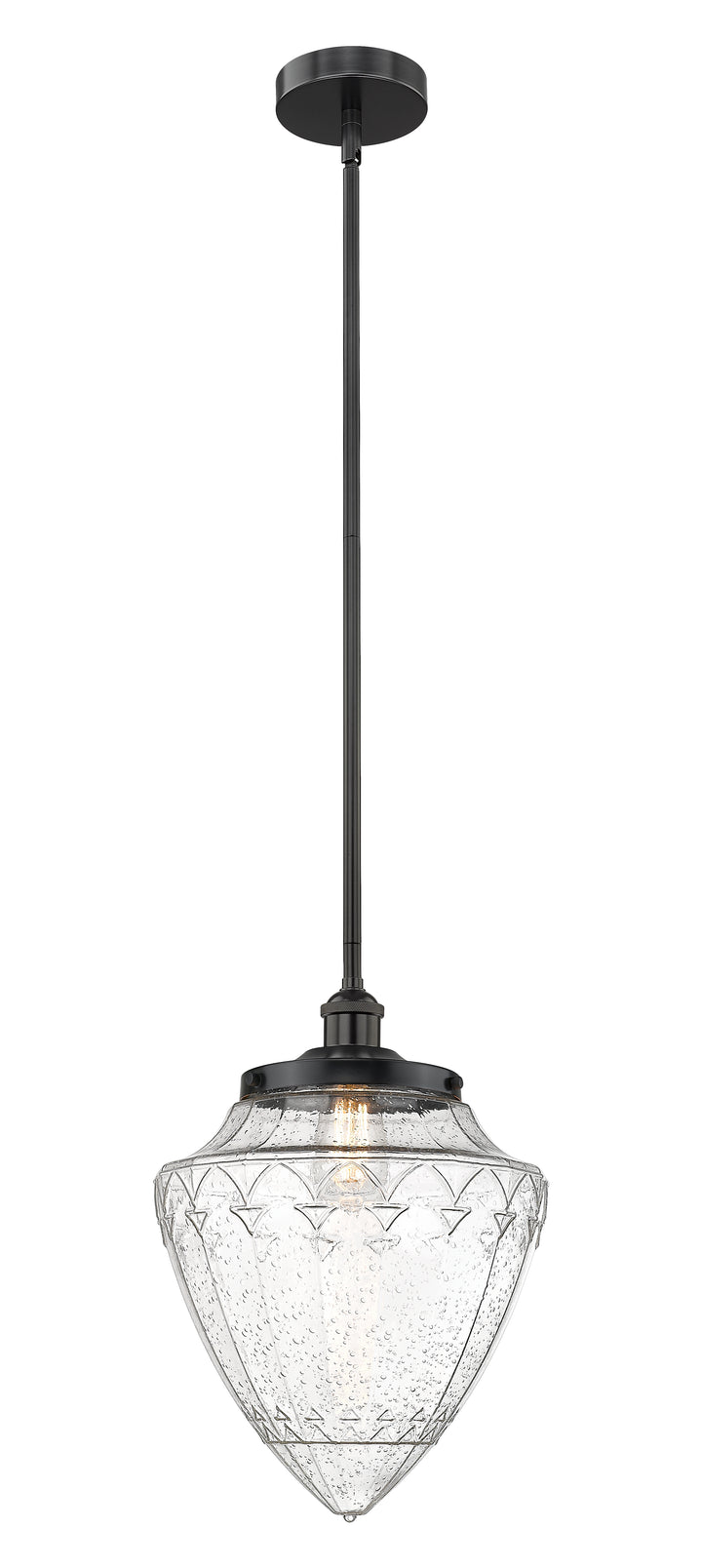 Innovations Lighting Bridgeton 15.75" Mini Pendant - Matte Black Mini-Pendants Innovations Lighting Seedy ; Glass Type: Seeded  