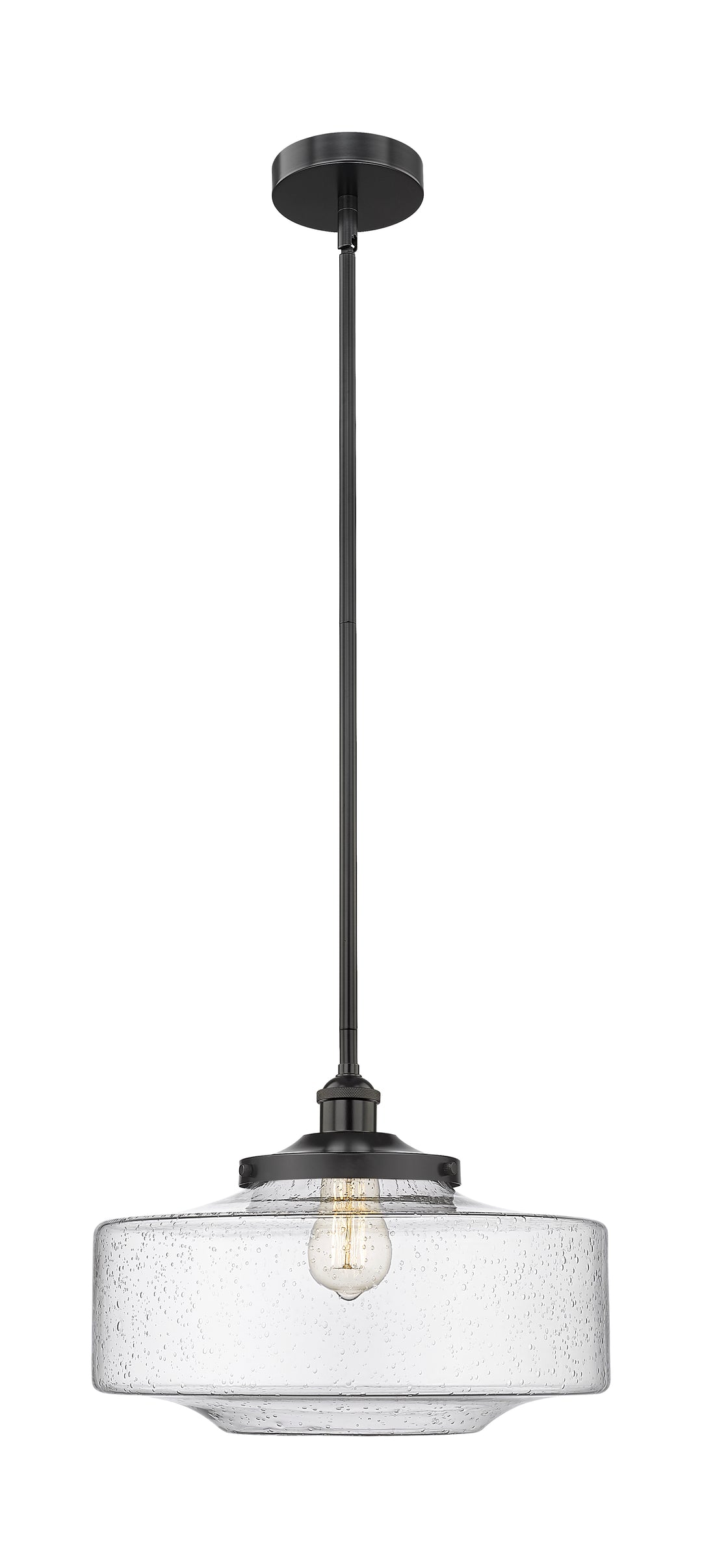 Innovations Lighting Bridgeton 16" Mini Pendant - Matte Black Mini-Pendants Innovations Lighting Seedy ; Glass Type: Seeded  