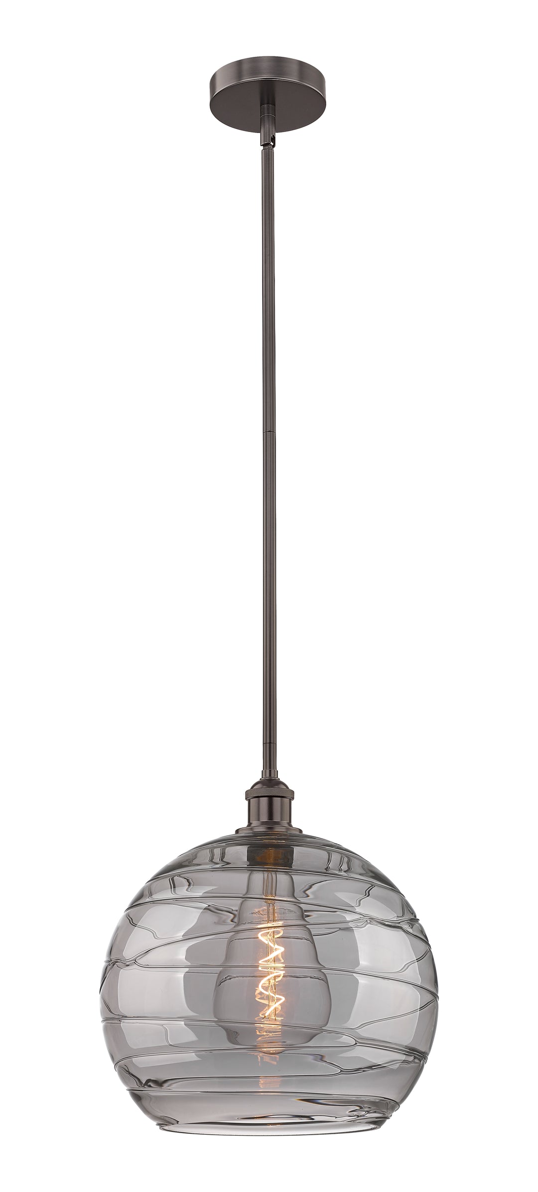 Innovations Lighting Athens Deco Swirl 14" Pendant - Oil Rubbed Bronze Pendants Innovations Lighting Light Smoke Deco Swirl ; Glass Type: Smoked  