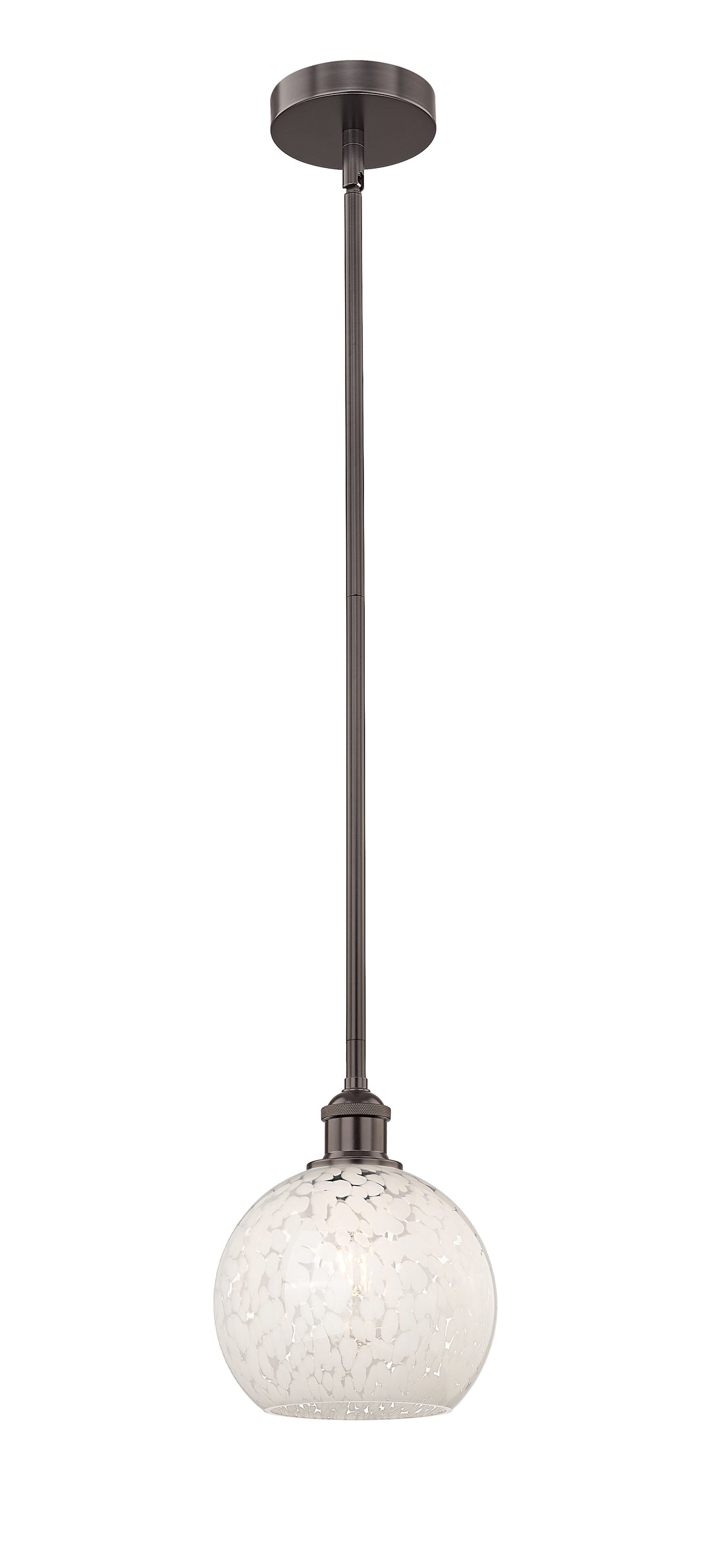 Innovations Lighting White Mouchette 8" Mini Pendant - Oil Rubbed Bronze Mini-Pendants Innovations Lighting White Mouchette ; Glass Type: White  