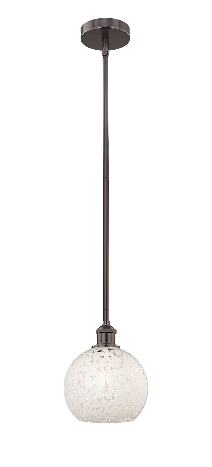 Innovations Lighting White Mouchette 8" Mini Pendant - Oil Rubbed Bronze Mini-Pendants Innovations Lighting White Mouchette ; Glass Type: White  