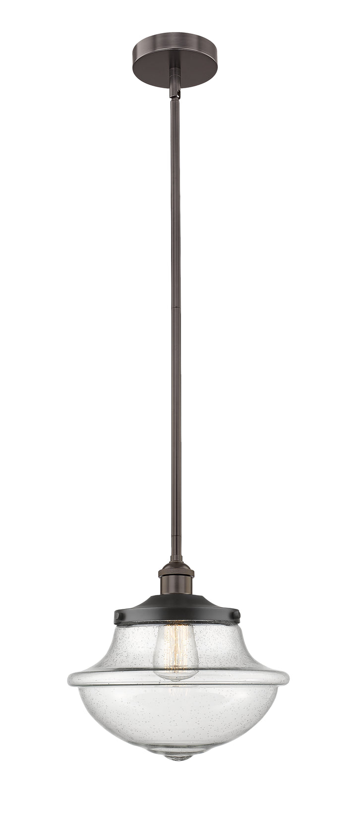 Innovations Lighting Oxford 12" Mini Pendant - Oil Rubbed Bronze Mini-Pendants Innovations Lighting Seedy ; Glass Type: Seeded  