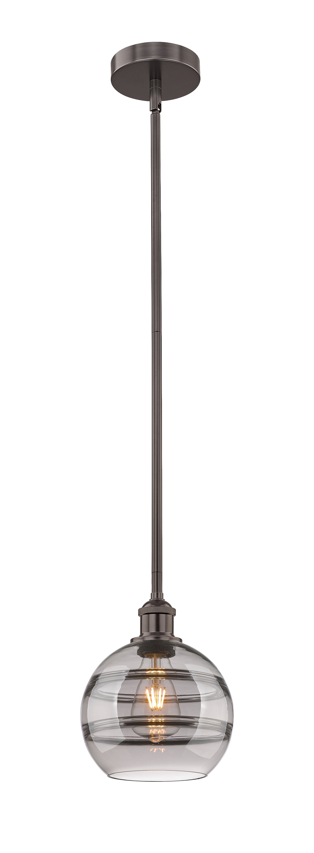 Innovations Lighting Rochester 8" Mini Pendant - Oil Rubbed Bronze Mini-Pendants Innovations Lighting Light Smoke ; Glass Type: Smoked  