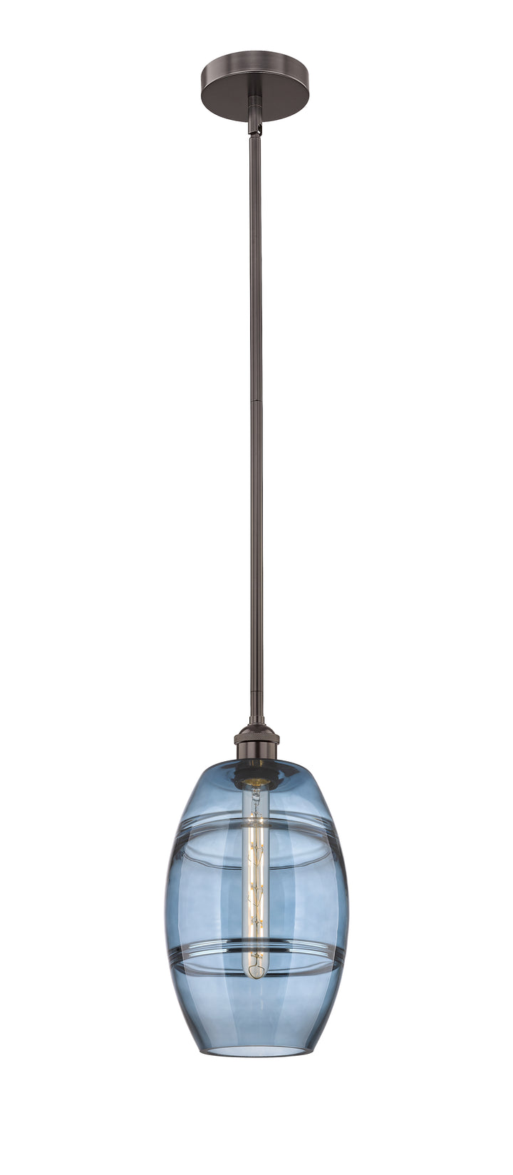 Innovations Lighting Vaz 8" Mini Pendant - Oil Rubbed Bronze Mini-Pendants Innovations Lighting Blue  ; Glass Type: Blue  