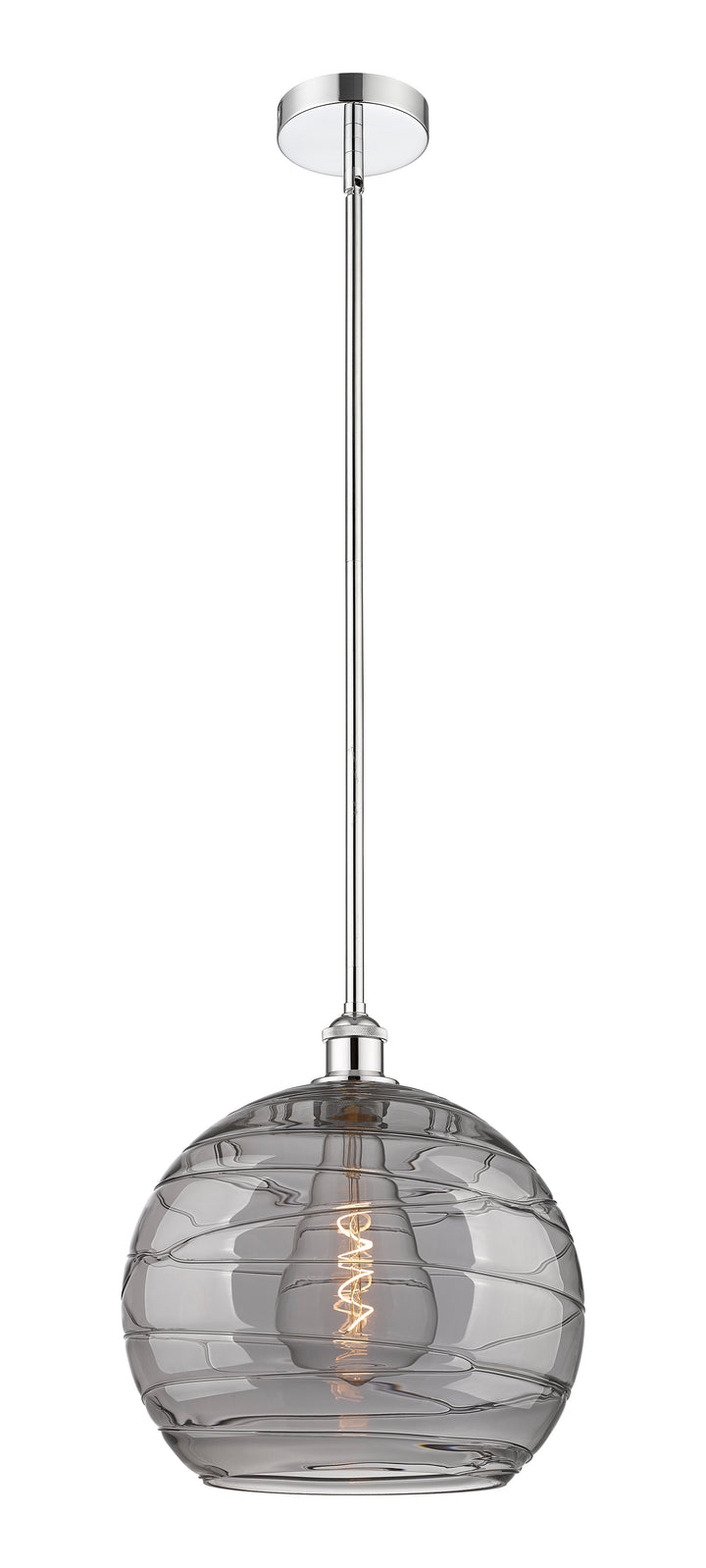 Innovations Lighting Athens Deco Swirl 14" Pendant - Polished Chrome Pendants Innovations Lighting Light Smoke Deco Swirl ; Glass Type: Smoked  