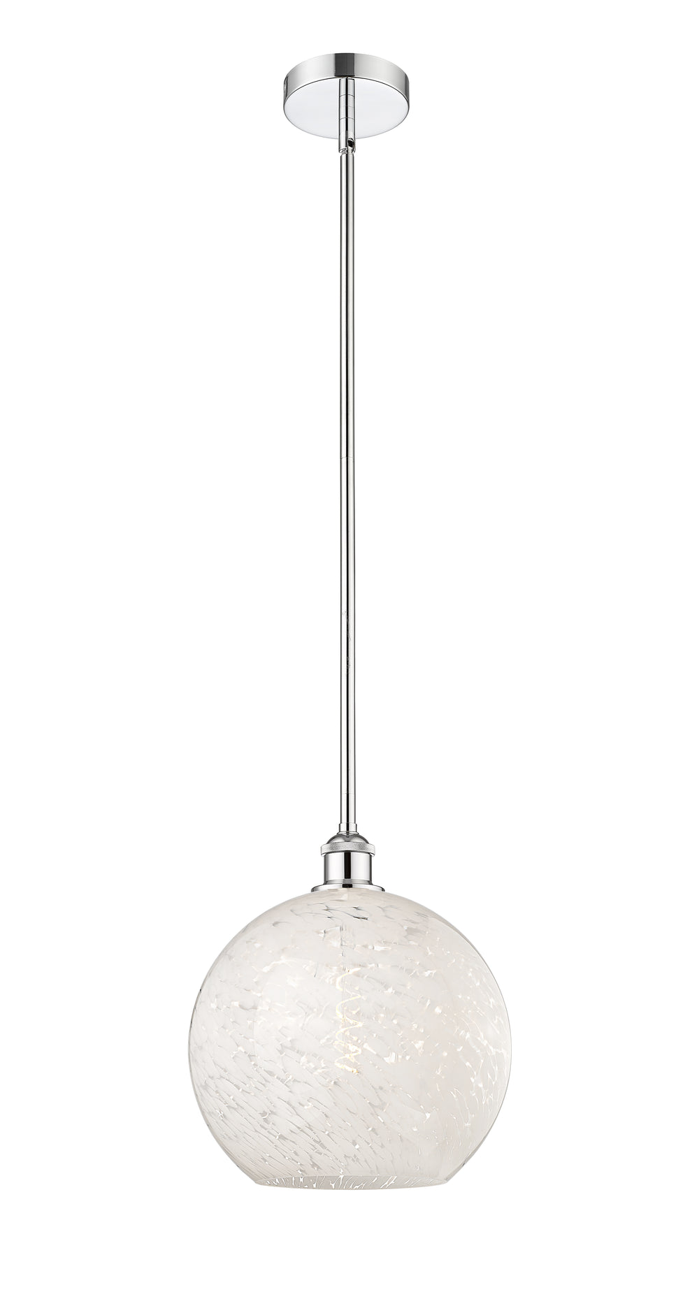 Innovations Lighting White Mouchette 12" Mini Pendant - Polished Chrome Mini-Pendants Innovations Lighting White Mouchette ; Glass Type: White  