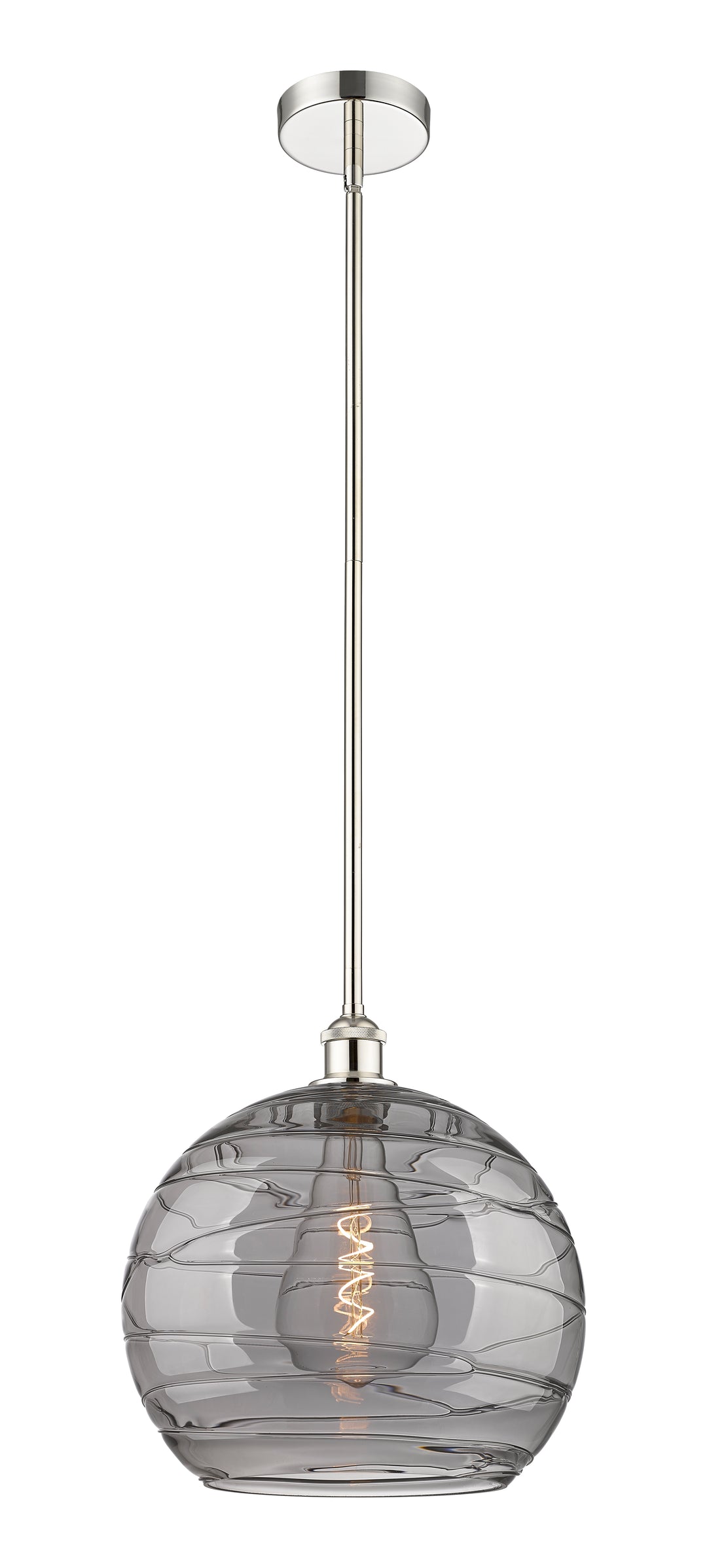 Innovations Lighting Athens Deco Swirl 14" Pendant - Polished Nickel Pendants Innovations Lighting Light Smoke Deco Swirl ; Glass Type: Smoked  