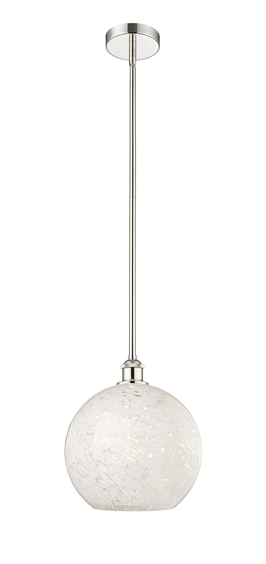 Innovations Lighting White Mouchette 12" Mini Pendant - Polished Nickel Mini-Pendants Innovations Lighting White Mouchette ; Glass Type: White  